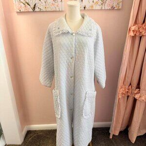 Vintage Nanette Quilted Blue Housecoat/Robe (Made in USA)